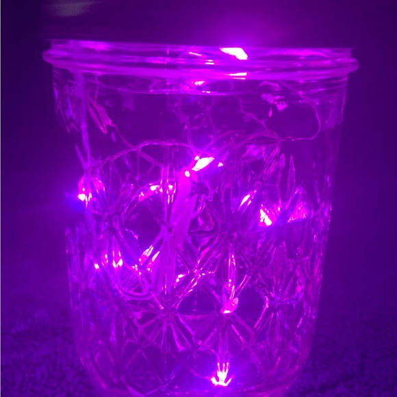PINK 1/2 PINT MASON JAR w/ LED FAIRY-LIGHTS/HANDMADE/NWT - Picture 3 of 12